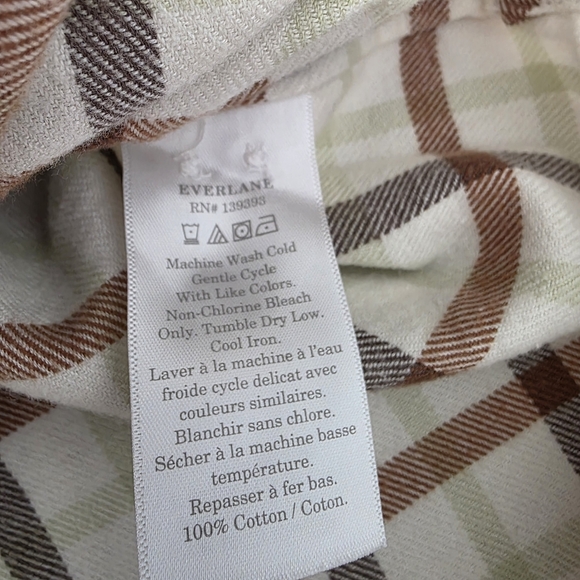 Everlane Boxy Flannel Cream Brown Plaid Button Down Shirt Sz Women's Medium NWT - Picture 13 of 13
